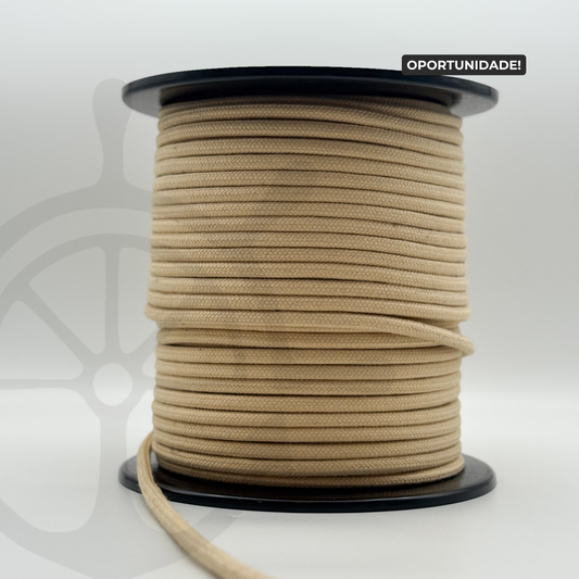 Corda Entrançada com Alma 100% Algodão Areia - 6mm