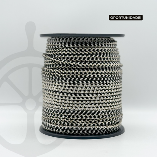 Corda Náutica Tubular Pérola/Preto/Ouro Branco - 5mm