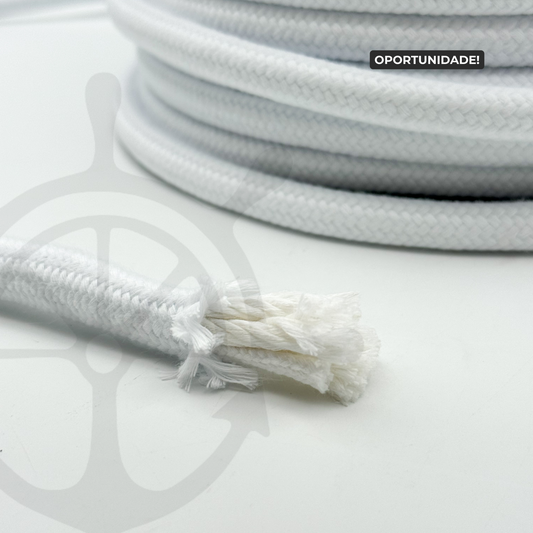 Corda Entrançada Algodão Branco com Alma de Algodão/Polyester- 12mm