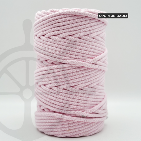 Fio Tricotado com Alma 100% Algodão Rosa Bebé - 5mm