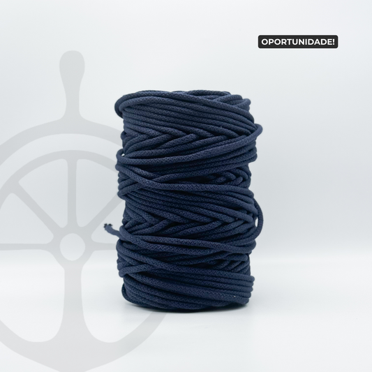 Fio Tricotado com Alma 100% Algodão Azul Marinho - 5mm