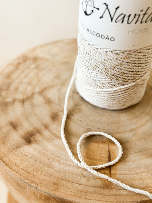 Fio Torcido Algodão/Metálico Ouro