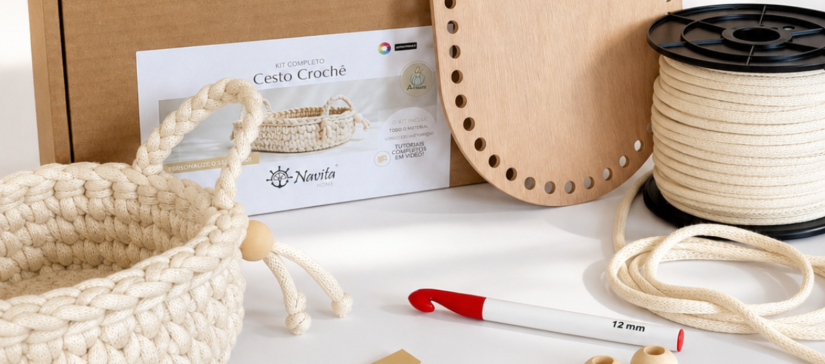 Kit Cesto em Croché: aprenda a criar peças úteis, decorativas e feitas à mão