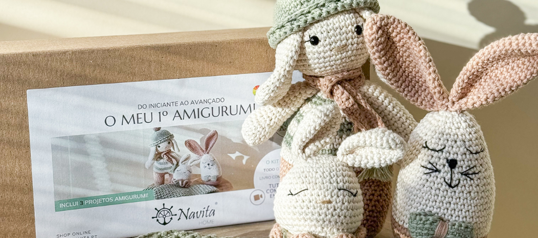 Kit de Amigurumi NAVITA: aprenda a criar 3 amigurumis e continue a criar sem limites