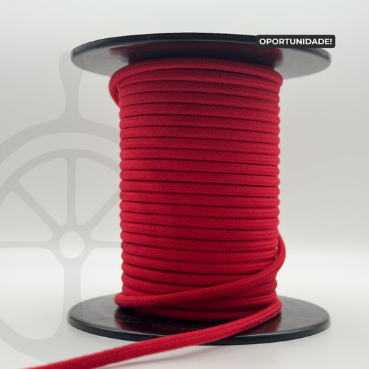 Corda Entrançada com Alma 100% Algodão Vermelho - 8mm
