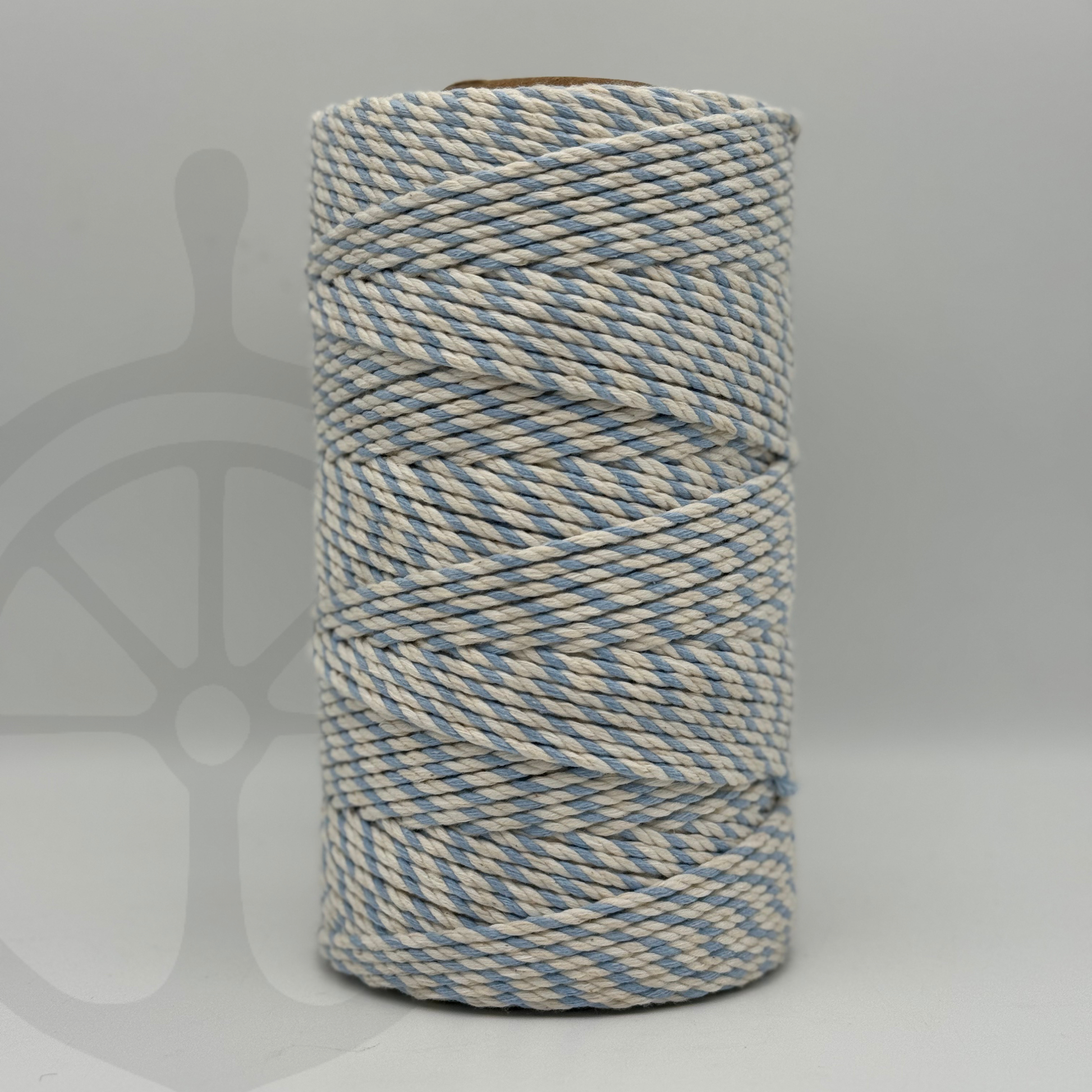 Fio Torcido de Algodão Mesclado Natural/Azul Celeste - 4mm