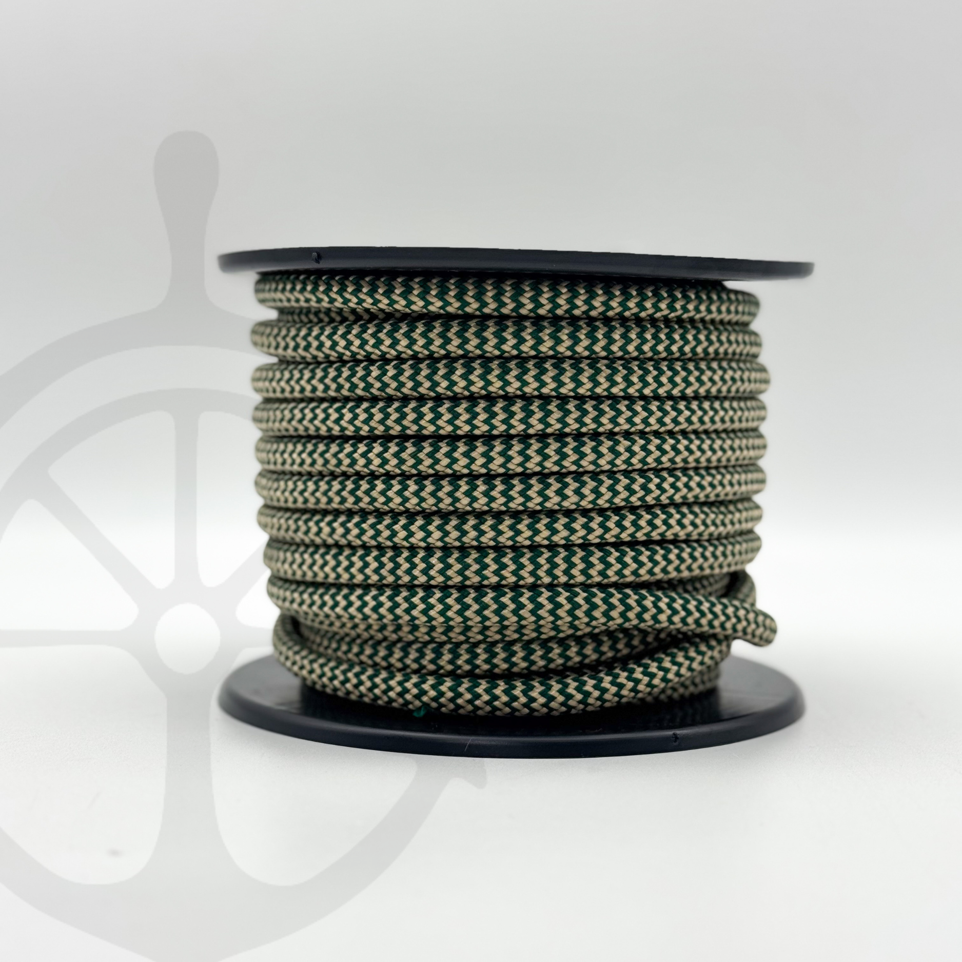 Cabo Náutico Tubular Verde Militar/Bege Dourado- 8mm