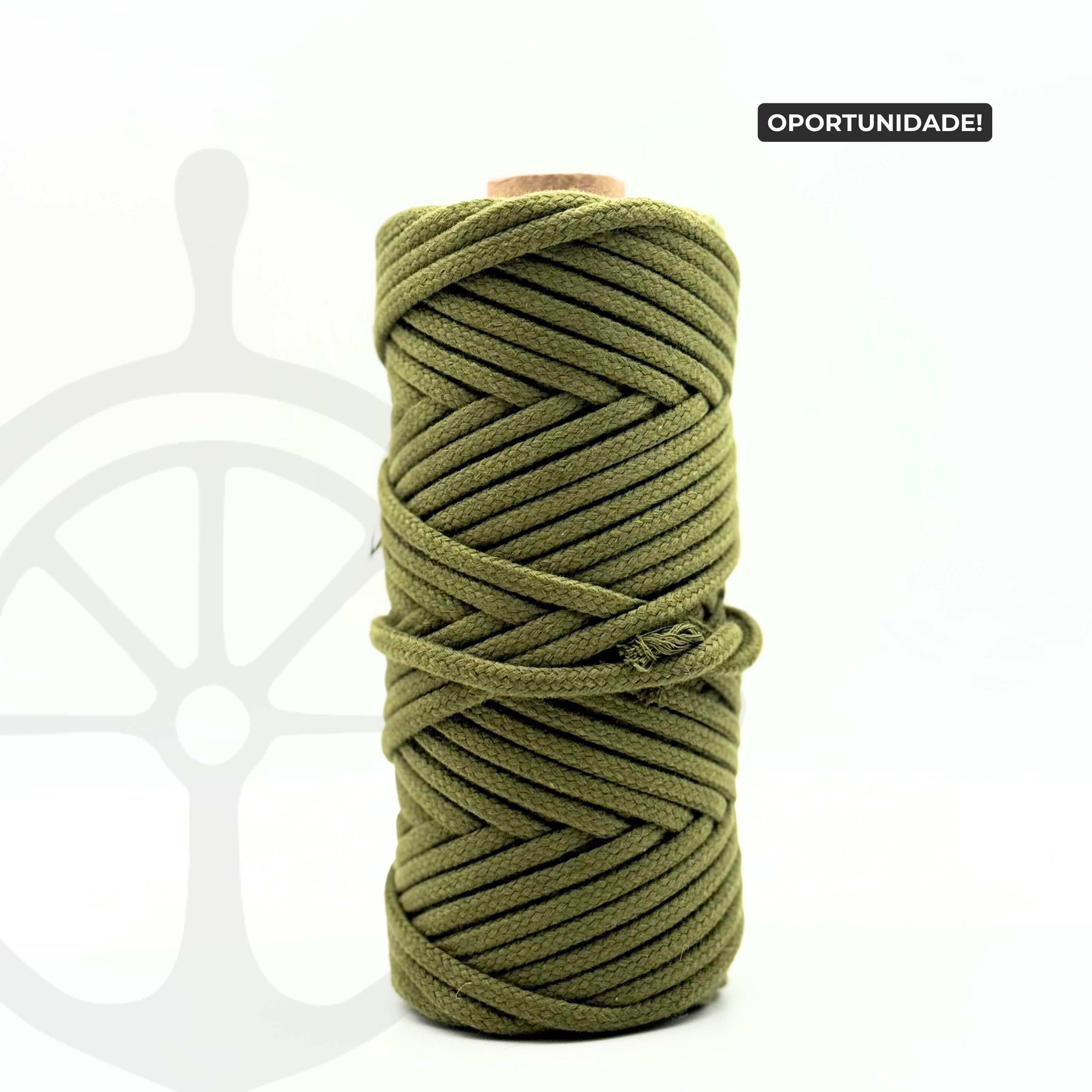 Fio Entrançado Algodão Verde Azeitona - 6mm [OPORTUNIDADE]