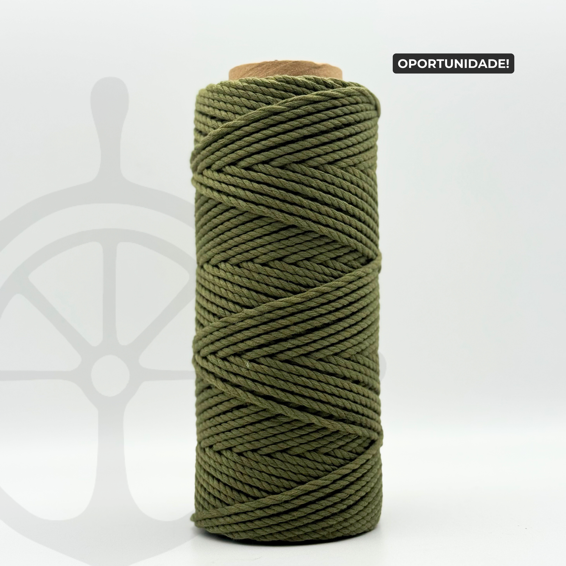 Fio Torcido Algodão Verde Azeitona - 4mm