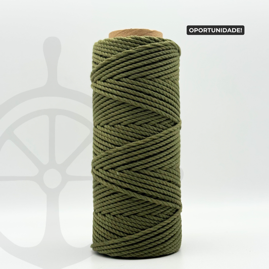 Fio Torcido Algodão Verde Azeitona - 4mm