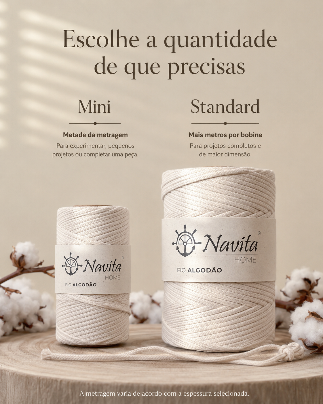 Fio Entrançado Algodão Natural
