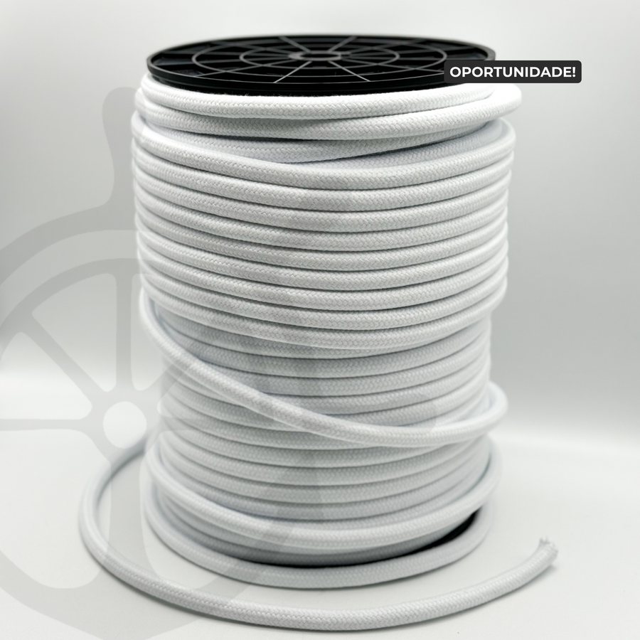 Braided Cotton Rope White with Cotton/Polyester Core - 12mm