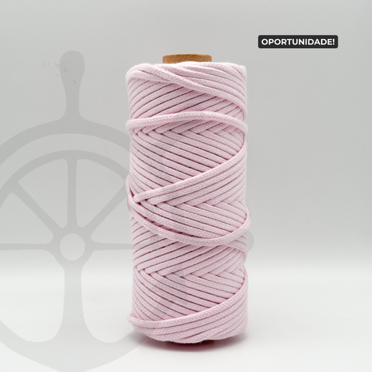 Fio Entrançado Algodão Rosa Bebé - 4mm