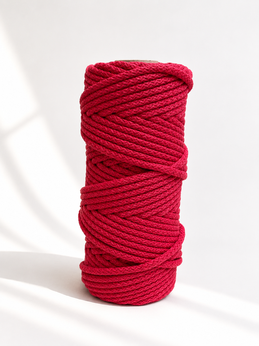 Knitted Cord with Core 100% Cotton Red - 5mm [OPPORTUNITY]