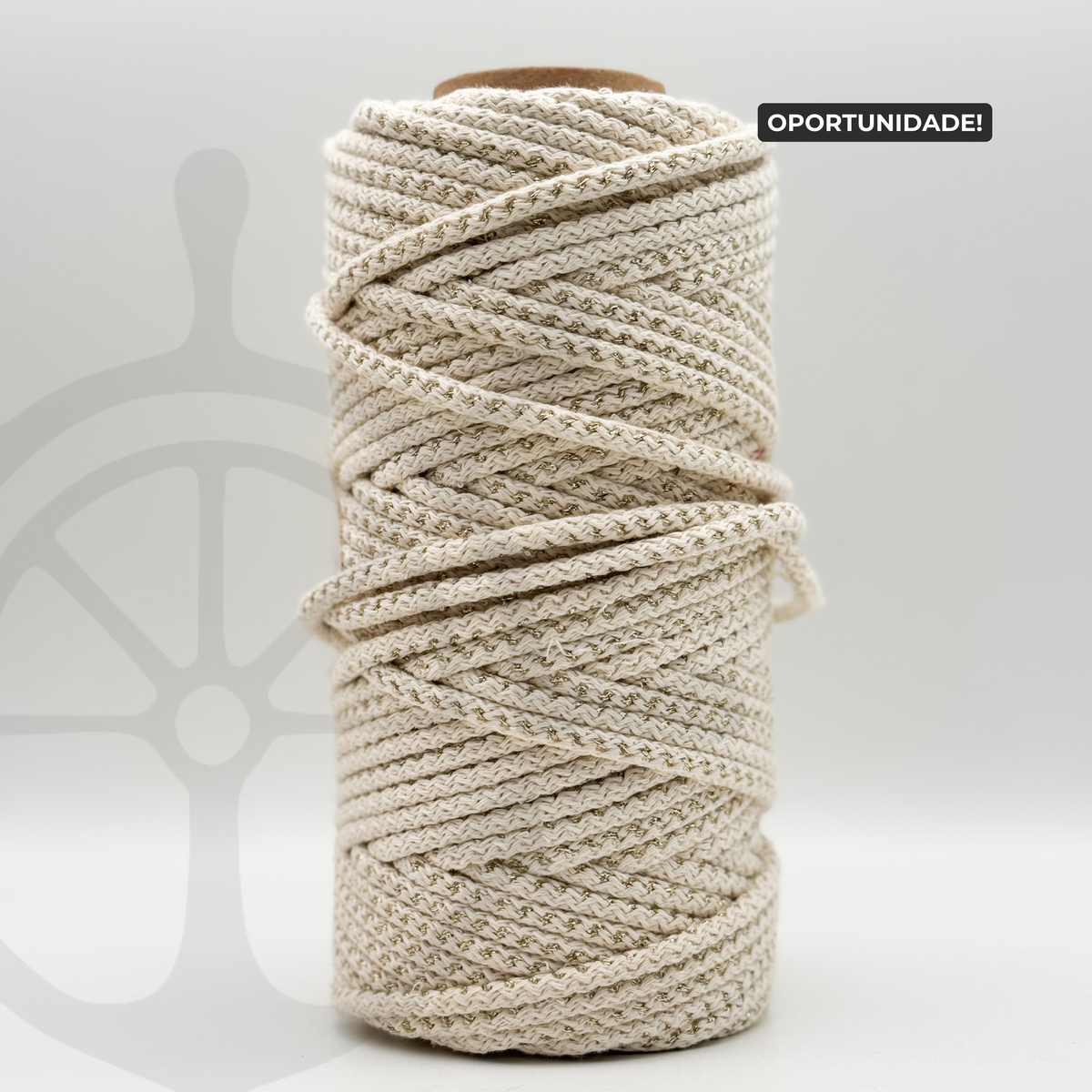 Fio Tricotado com Alma 100% Algodão Natural/Ouro 5mm [OPORTUNIDADE]