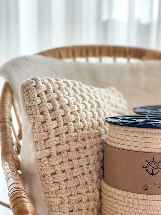 Fio Tricotado 100% Algodão Areia - 8mm