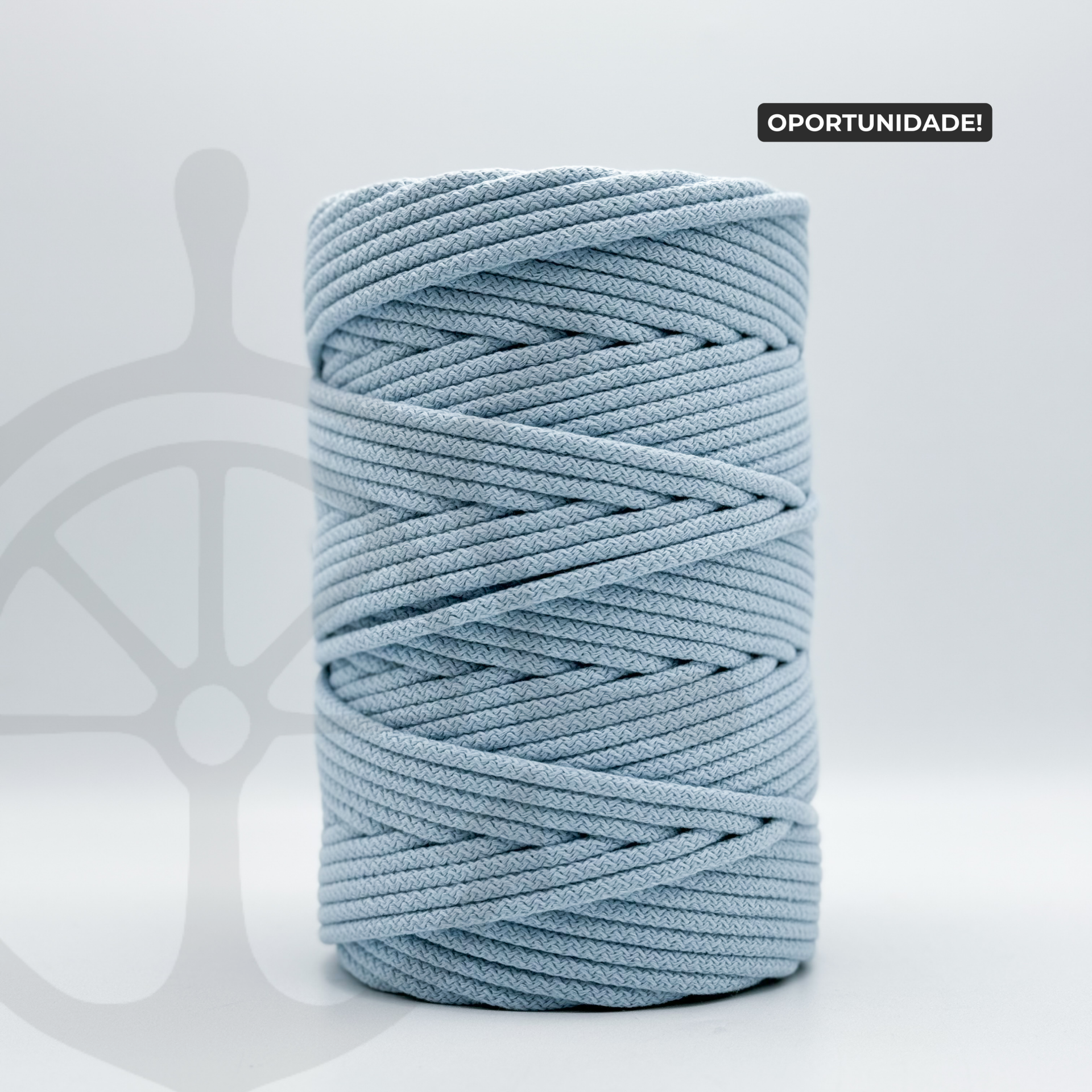 Fio Tricotado com Alma 100% Algodão Azul Celeste - 5mm [OPORTUNIDADE]