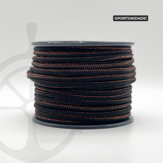 Corda Náutica Tubular Preto/Cobre- 8mm
