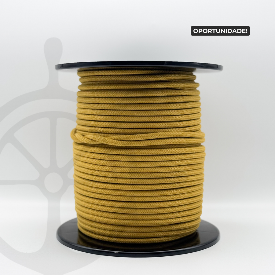 Braided Rope with Core 100% Cotton Mustard - 6mm