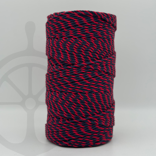 Fio Torcido de Algodão Mesclado Azul Marinho/Vermelho - 4mm