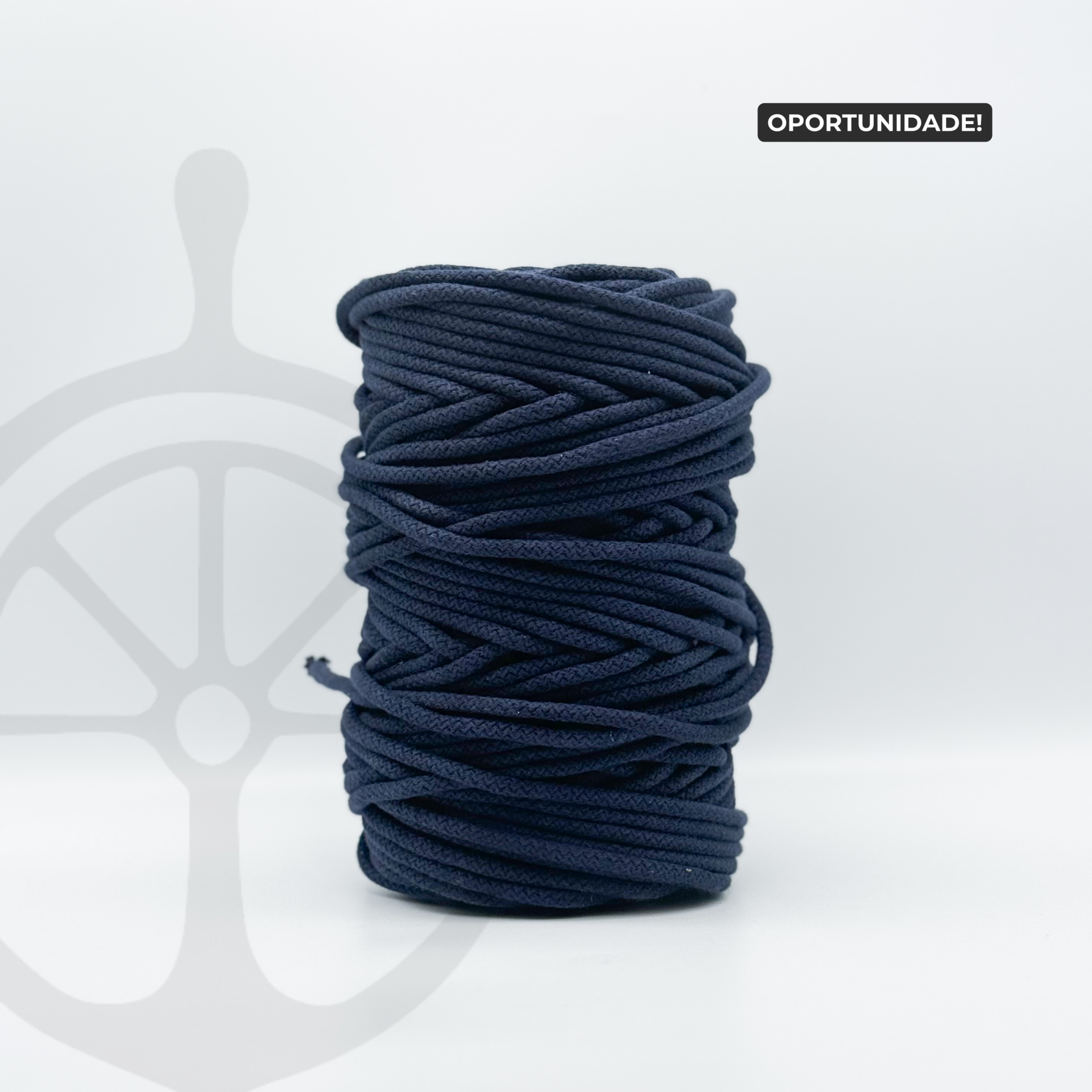 Fio Tricotado com Alma 100% Algodão Azul Marinho - 5mm