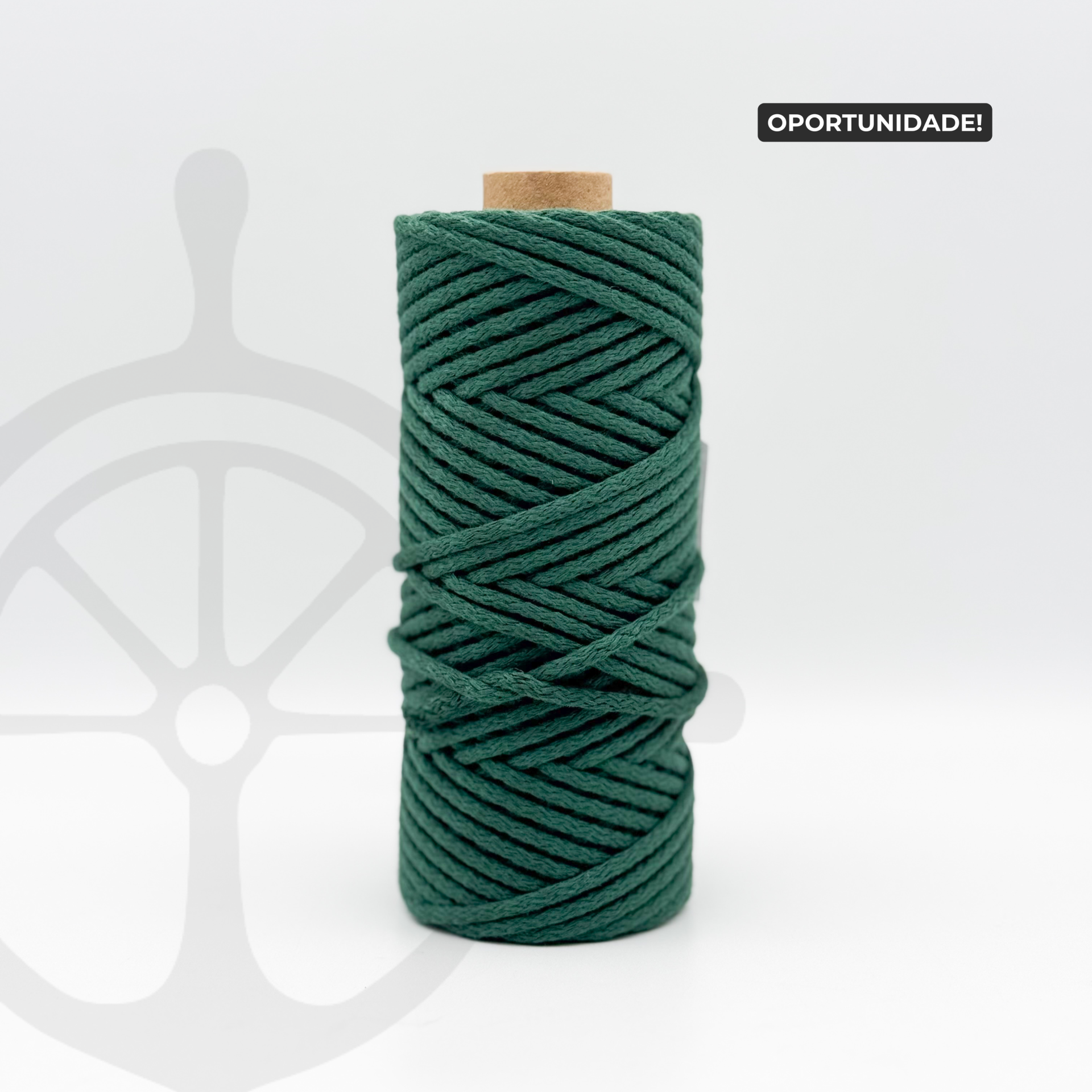 Fio Tricotado sem Alma 100% Algodão Verde Floresta - 5mm [OPORTUNIDADE]