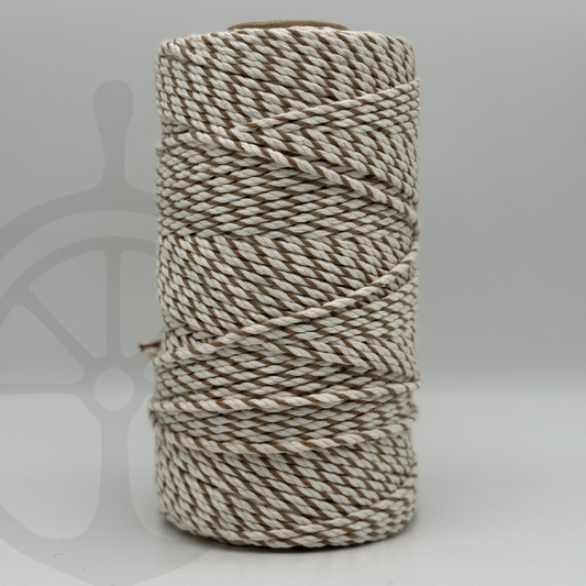 Fio Torcido de Algodão Mesclado Natural/Caramelo - 4mm