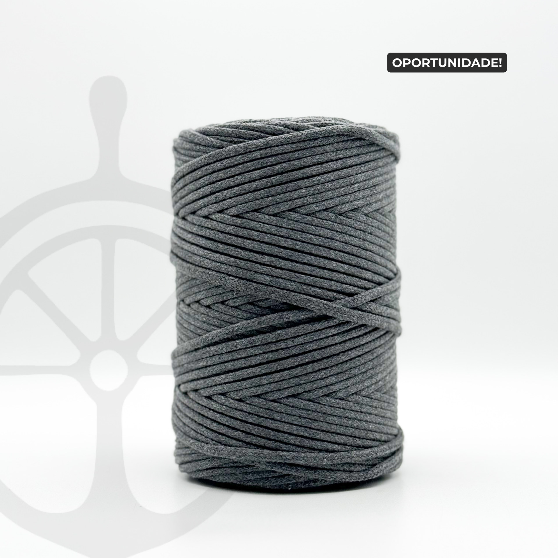 Fio Entrançado Algodão Cinzento Escuro - 3mm [OPORTUNIDADE]