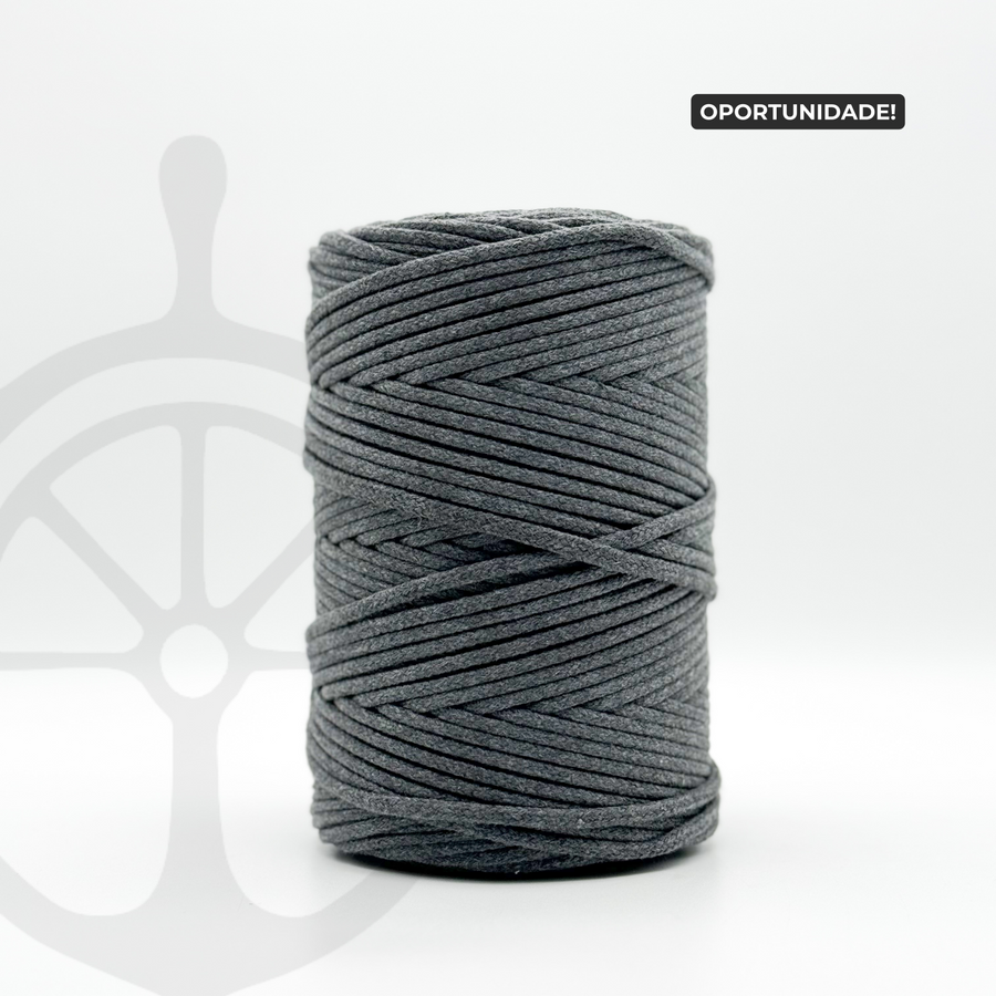 Dark Grey Braided Cotton Cord - 3mm