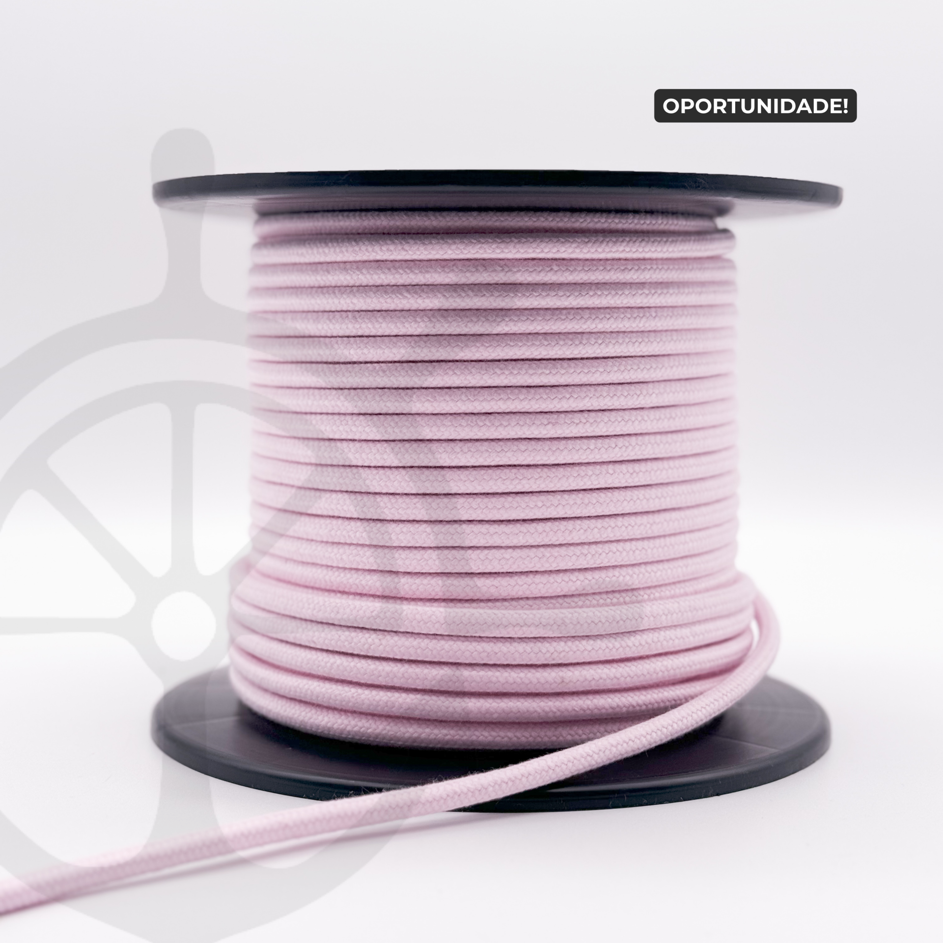 Corda Entrançada com Alma 100% Algodão Rosa Bebé - 6mm