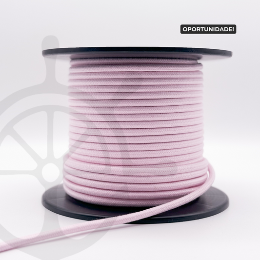Corda Entrançada com Alma 100% Algodão Rosa Bebé - 6mm