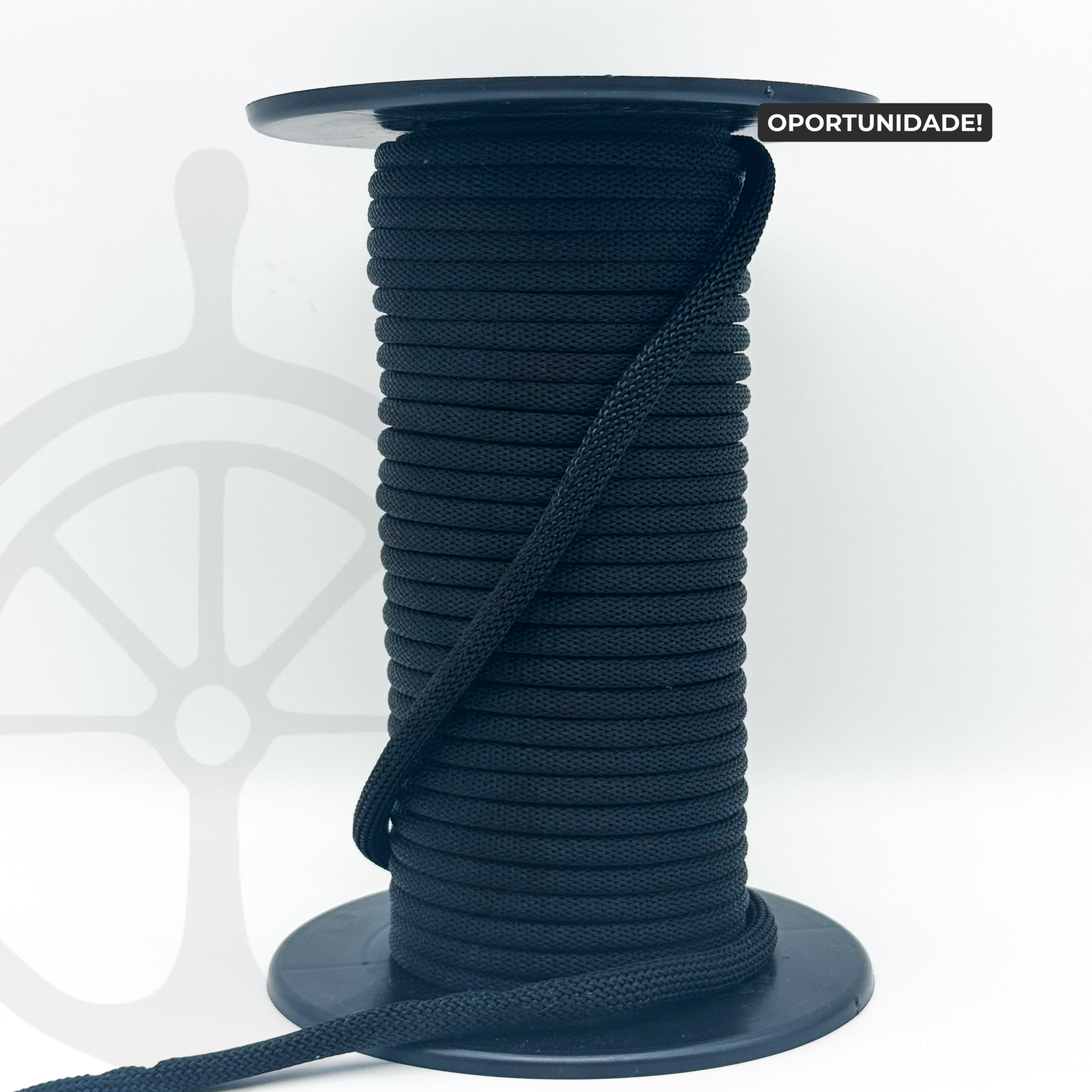 Corda Náutica Tubular Preto - 8mm [OPORTUNIDADE]