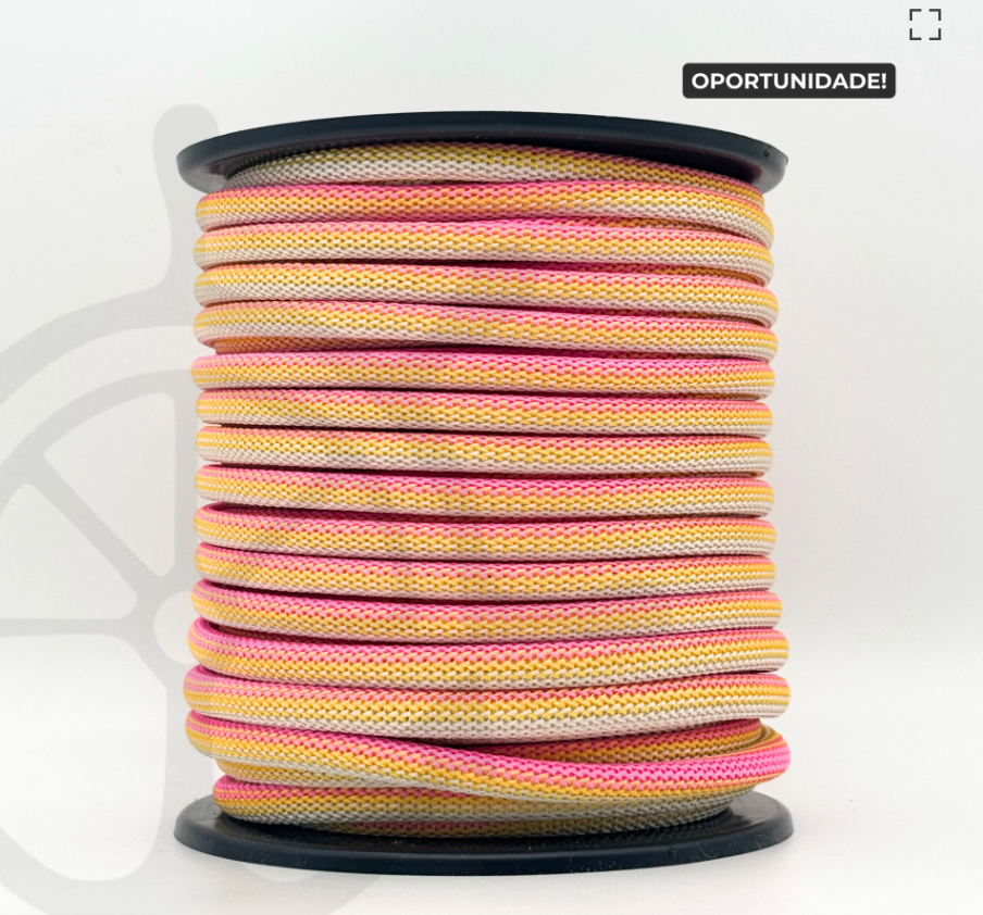 Corda Náutica Tubular Mix Pérola/Amarelo/Rosa - 12mm