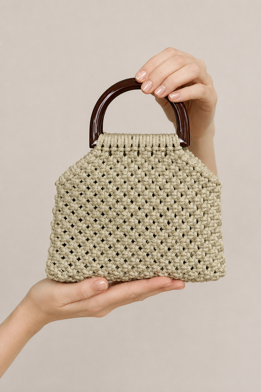Bundle Mini Bag em Macramé - Fio Náutico Comfort 5mm + Alças Acrílico