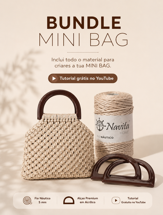 Bundle Mini Bag em Macramé - Fio Náutico Comfort 5mm + Alças Acrílico