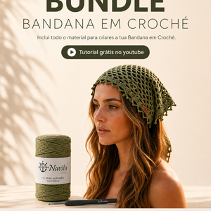 Bundle Bandana em Croché - Fio 100% Algodão 1mm + Agulha 3mm
