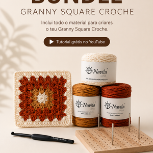 Bundle Granny Square Croche - Fio Algodão 2mm + Agulha 4.5mm + Bloqueador Croché [ES]