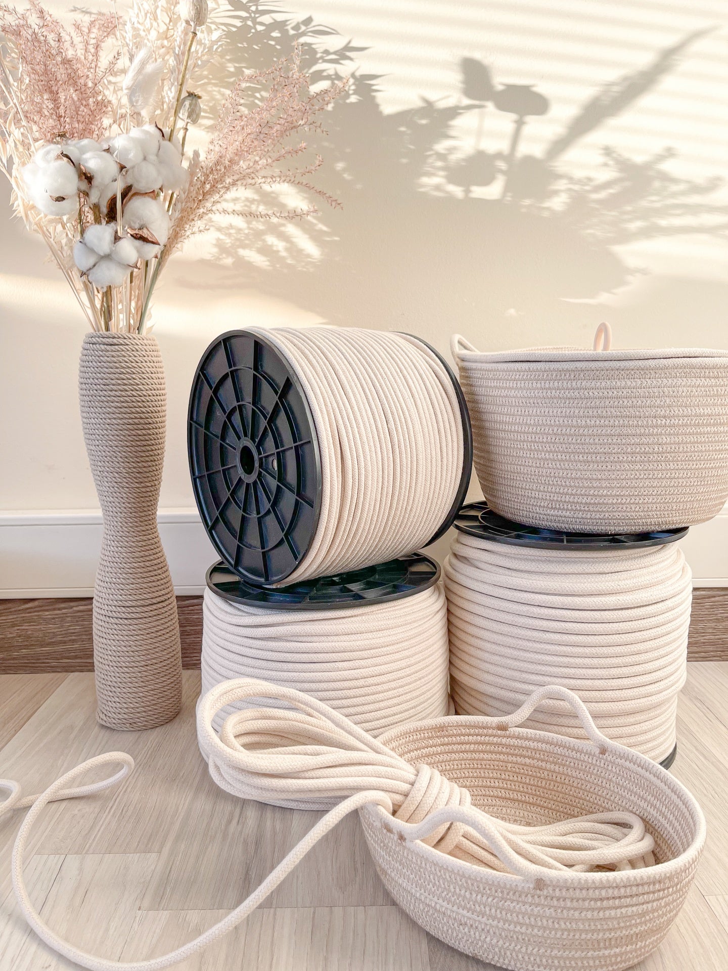 Natural Cotton Braided Rope with Core 