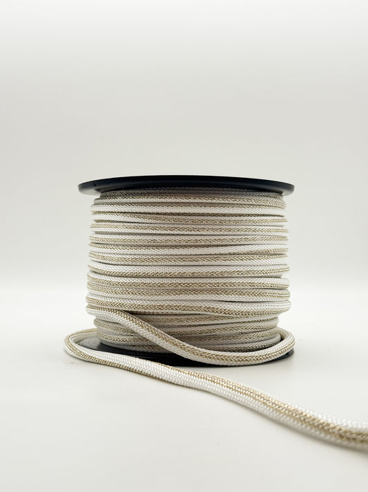 Corda Náutica Tubular Branco/Ouro - 8mm