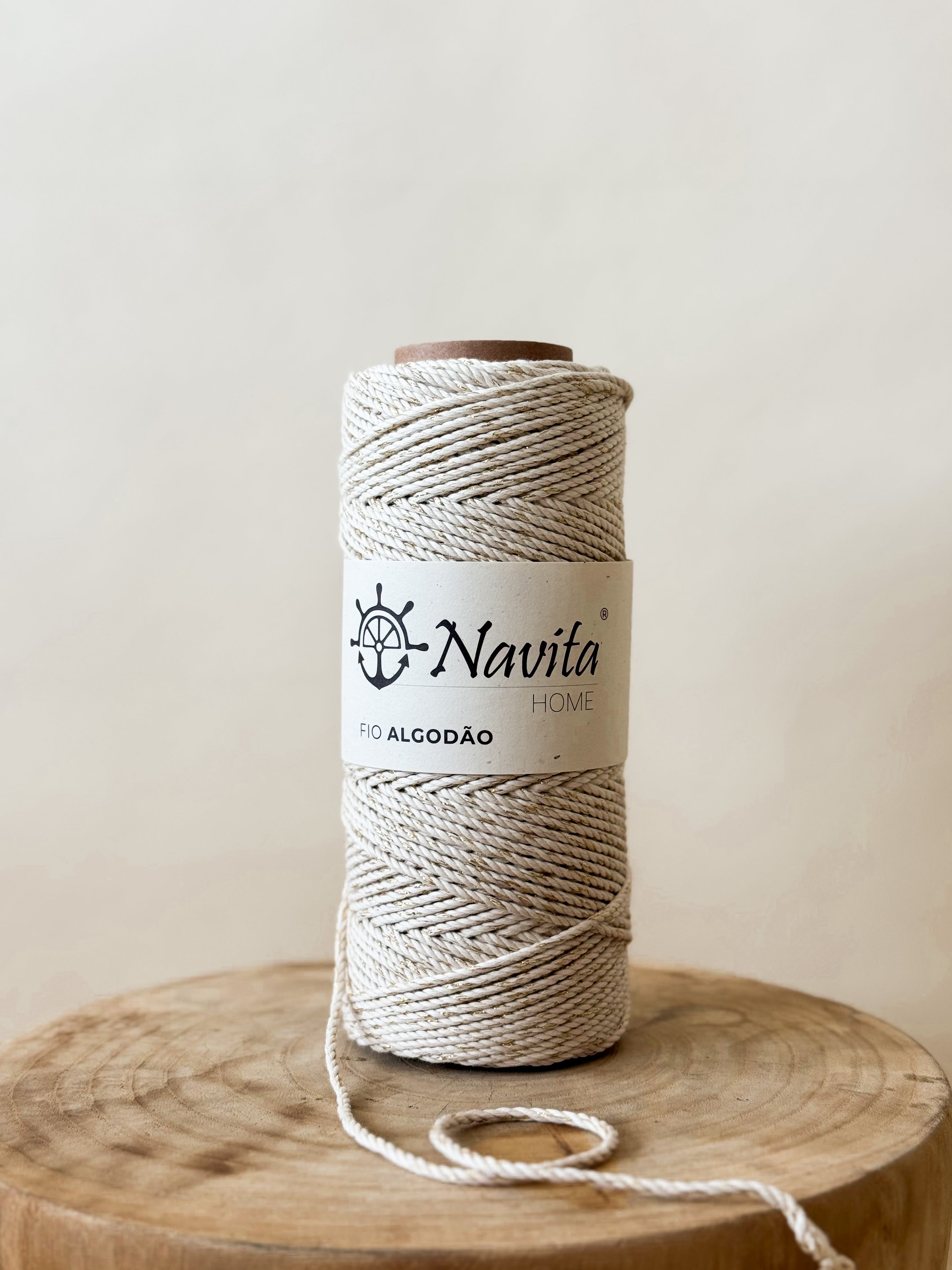 Fio Torcido Algodão/Metálico Ouro