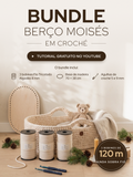Bundle Berço Moíses - Base Madeira 70x38 + Fio Tricotado Algodão 8mm + Agulha de 5mm e 9mm