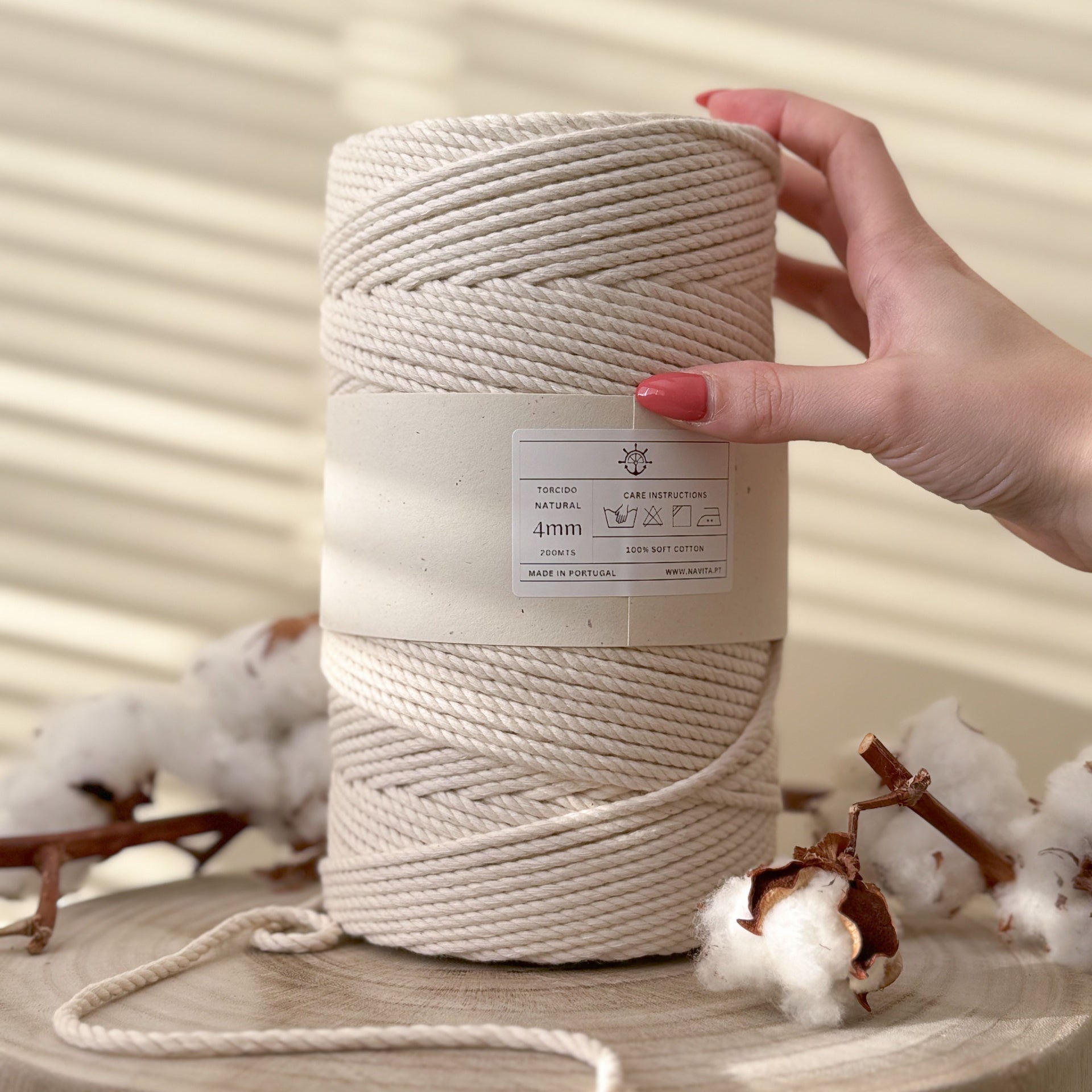 Fil torsadé en coton naturel 