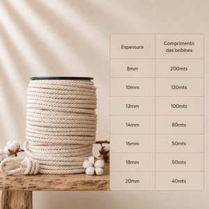 Corda Entrançada Algodão Natural sem alma