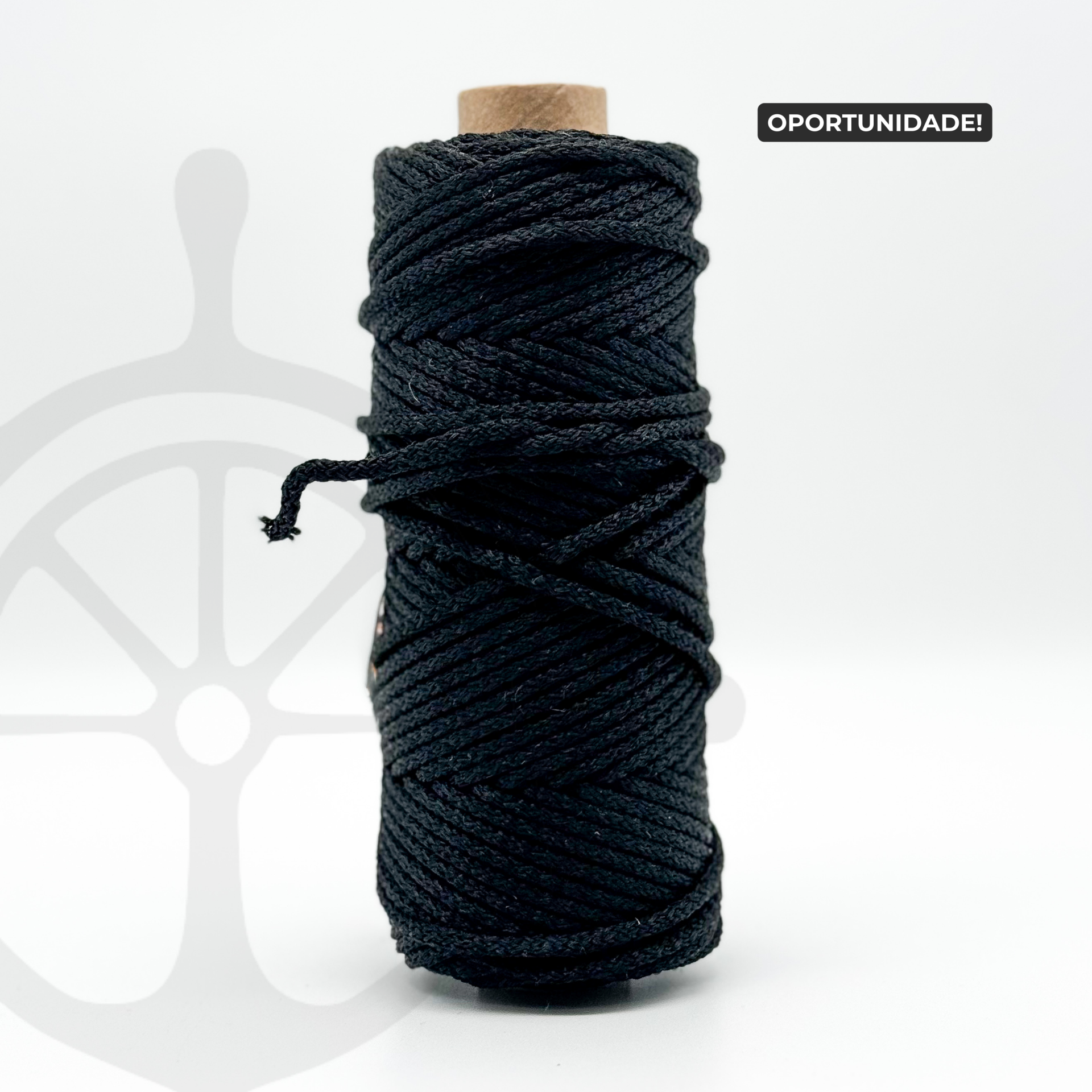 Fio Náutico Tubular Preto - 3mm  