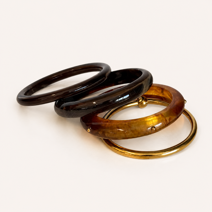 Resin and Stainless Steel Bracelets | Brown