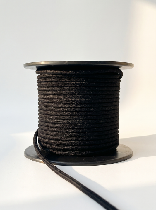 Corda Entrançada com Alma 100% Algodão Preto - 8mm [OPORTUNIDADE]
