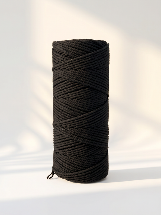 Fio Torcido Algodão Preto - 3mm [OPORTUNIDADE]