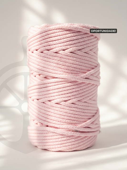 Fio Tricotado com Alma 100% Algodão Rosa Bebé - 5mm [OPORTUNIDADE]