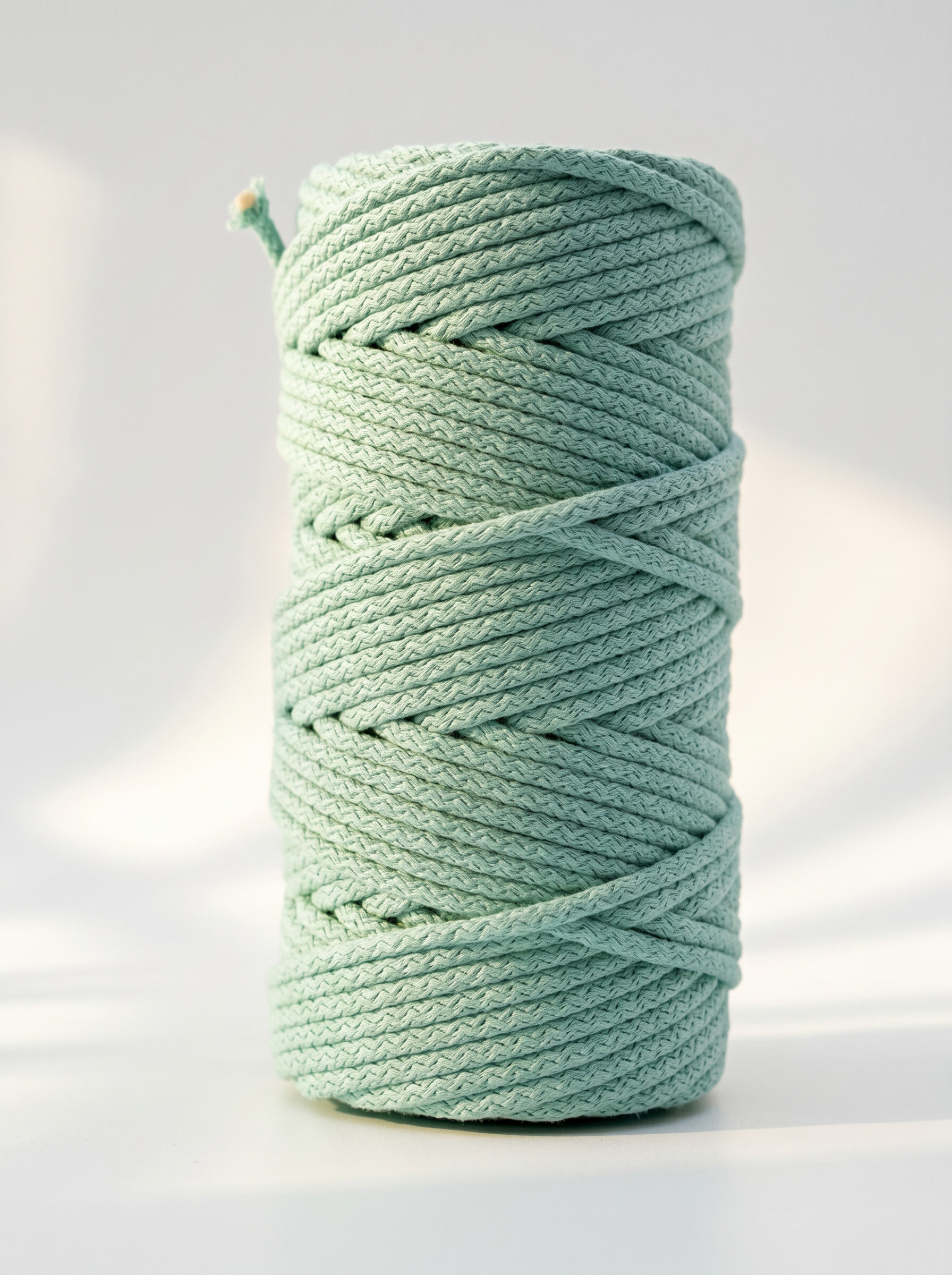 Fio Tricotado com Alma 100% Algodão Verde Água - 5mm [OPORTUNIDADE]