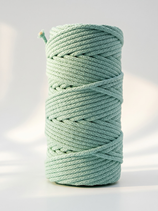 Fio Tricotado com Alma 100% Algodão Verde Água - 5mm [OPORTUNIDADE]
